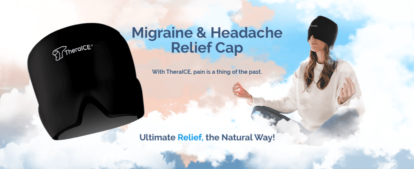 TheraICE Headache Relief Cap, Migraine Ice Pack Mask Products, Women Cooling Gel Hat, Face Cold Compress Head Wrap for Her Stress. Great Birthday Gift for Mom, Sister, Grandma, Girlfriend, & Teacher