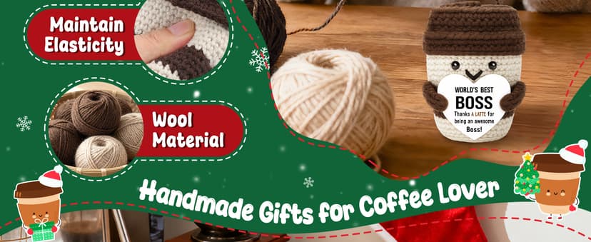 Best Boss Gifts for Women Men Christmas Stocking Stuffer Birthday Boss Day Gifts for Leader Manager Supervisor Crochet Coffee Mug Cup Desk Office Decor for Coffee Lover Best Boss Retirement Bosses Day
