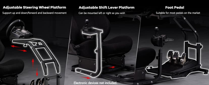 Dardoo G29 Racing Simulator Cockpit with Adjustable Race Seat Fit for Logitech G920 G923, for Thrustmaster T150 T300RS GT Racing Steering Wheel Stand, Not Included Wheel Shifter and Pedals