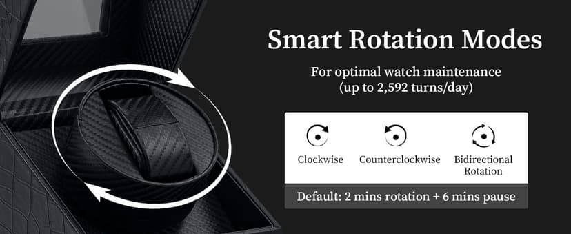Mcbazel Mcbazel Single Watch Winder, Ultra Quiet Japanese Motor Automatic Watch Winder Box with Multiple Rotation Modes, Premium Watch Winder for Automatic Watches (AC/ Battery Powered) - Black with Crocodile Pattern