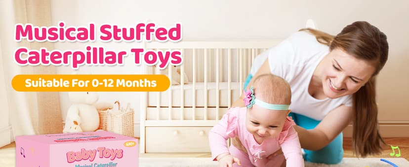 KMUYSL Baby Toys 0-6 6-12 Months, Sensory Music Animal Stuffed Toy for 0 1 2 3 4 5 6+ Months, Plush Toy with Crinkle and Rattles for Infant Newborn, Tummy Time Toys Gifts for 0-3-6-12 Month