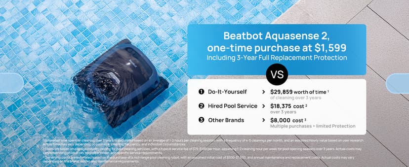 (2025 Upgrade) Beatbot AquaSense 2 Cordless Robotic Pool Vacuum Cleaner, Smart Surface Parking, Double-Pass Waterline Scrubbing, Cleans Floor, Walls and Waterline, Light Blue