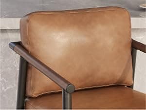 Watson & Whitely Mid Century Modern Barstools Set of 2, 26" H Upholstered Counter Height Bar Stools with Wood Armrests and Metal Legs, Fabric in Beige