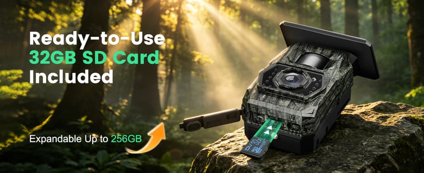 MAXDONE Solar Trail Camera WiFi Bluetooth - 48MP 30fps Game Camera with 5200mAh Rechargeable Battery, 0.1s Trigger Speed Motion Activated Trail Cam IP66 with 32GB TF Card for Wildlife Monitoring