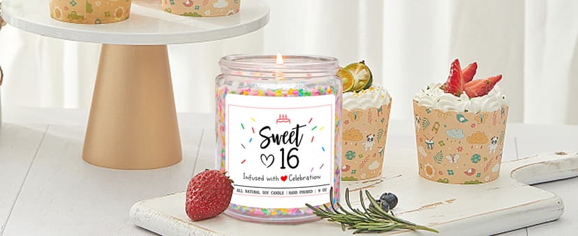 Homsolver 16th Birthday Gifts for Girls, Vanilla Cream Scent Best Ideas Birthday Presents for Daughter, Friends, Sister, Handmade Aromatherapy Candle Decorations