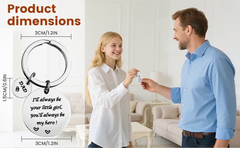 Father’s Day Gift - Dad Gifts from Daughter for Birthday Christmas Valentine’s Day, I'll Always Be Your Little Girl, You Will Always Be My Hero Daddy Keychain, Father Daughter Keyring