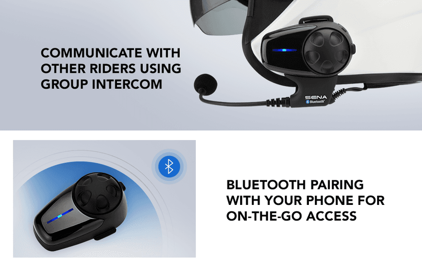 Sena SMH10-11 Motorcycle Bluetooth Headset/Intercom Communication System with Universal Microphone Kit (Single)