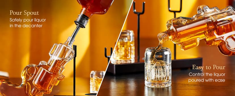 Birthday Gifts for Men Dad, Kollea Gun Whiskey Decanter Set with Shot Glass, Cool Anniversary Christmas Gifts Ideas for Him Husband Brother, Funny Military Retirement Present, Home Bar Drinking Party