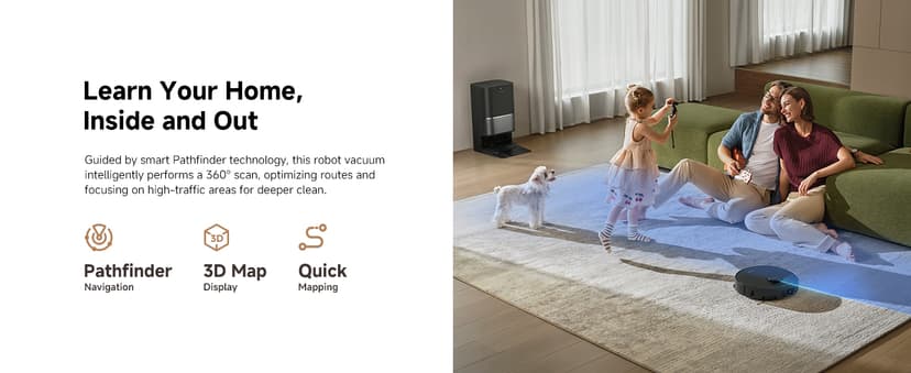 DREAME L40 Ultra Gen 2 Robot Vacuum and Mop with 25,000Pa Suction, Extendable Side Brush and Mop, All-in-One Self-Emptying & Cleaning Dock, Voice & App Control, Black