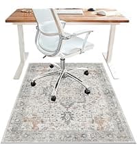 36"x48" Office Chair Mat for Hardwood Tile Floor, Under Desk Carpet Protector for Rolling Computer Chair Mat, Machine Washable Area Rug, Anti-Slip 1/5" Thick Low Pile Thin Vinyl Floor Mat, Taupe