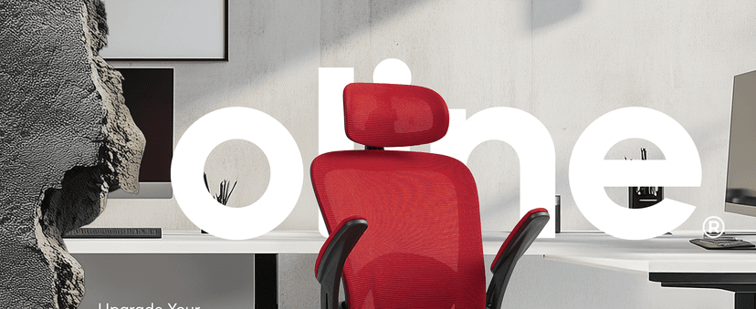 Oline ErgoAir Ergonomic Office Chair – Adjustable Lumbar Support, Flip-Up Armrests, Mesh Computer Desk Chair, Swivel Rolling Executive Gaming Chair for Home & Office (Red)