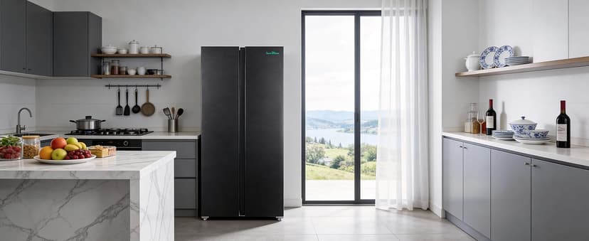 Iceblue 15.6 Cu.Ft. Side-by-side Refrigerators, 33" Full Size Refrigerator, Zoning Temperature Control Beverage Refrigerator with Freezer, Frost Free Beverage Fridge - Black Stainless Steel