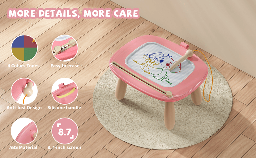 Kikapabi Toddler Magnetic Drawing Board - 1st Birthday Gifts for 1 2 3 Year Old Girls & Boys, Learning Doodle Board, Educational Toys for Baby (Pink)