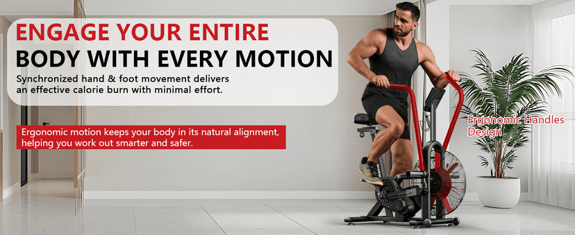 Air Bike, Wenoker Exercise Bike Air Resistance Stationary Bike for Home, Indoor Bike with Dual Action Handlebars, APP Connection Customizable Monitor