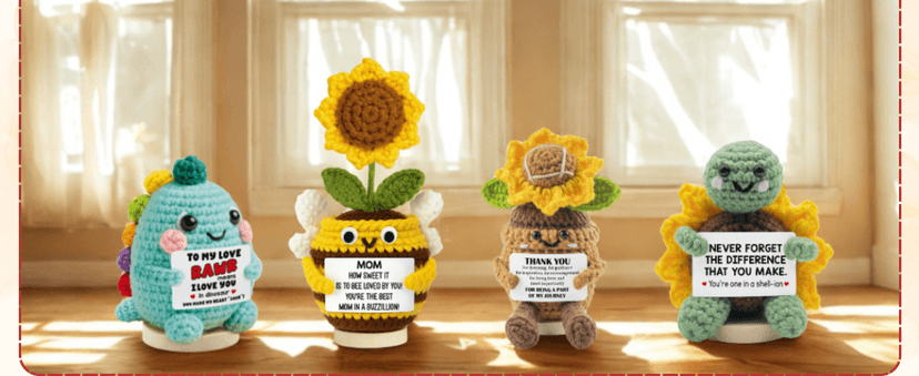 Christmas Mothers Day Birthday Gifts for Wife - 6.3'' x 2.56'' Positive Support Cotton Milk Wool Tulip Crochet Gifts for Wife from Husband - Wedding Anniversary Christmas Birthday Gifts B0FZTMTRK1