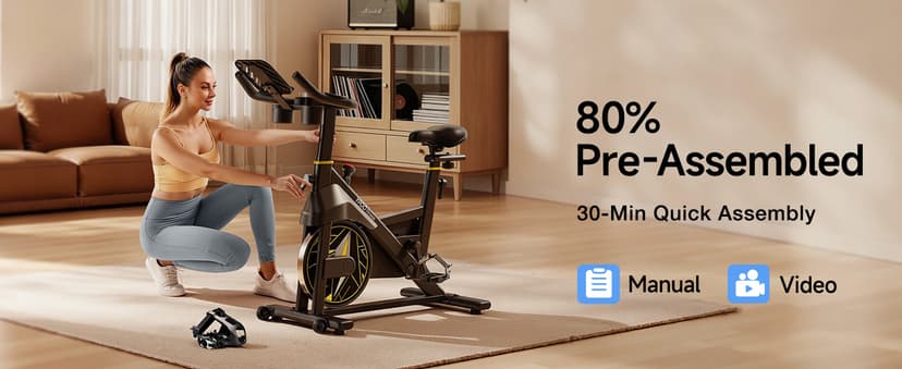 Exercise Bike, Adjustable Magnetic Resistance Stationary Bikes for Home Cardio with Exclusive App, Indoor Bike with 330lbs Weight Capacity Comfortable Seat, Tablet Mount and Fitness Courses