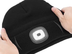 Christmas Stocking Stuffers for Men Adults, Beanie Hats with Light, USB Rechargeable LED Hand Free Headlamp, Birthday Gifts for Men, Women, and Teens, Ideal for Camping, Hiking, Black