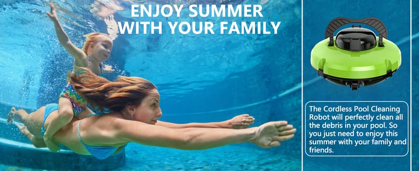 2026 Cordless Robotic Pool Cleaner - 120 Mins Automatic Pool Vacuum for Above Ground Pool & In - Ground Flat Pools up to 1000 Sq.Ft, Robot Pool Cleaner with Self - Parking Tech