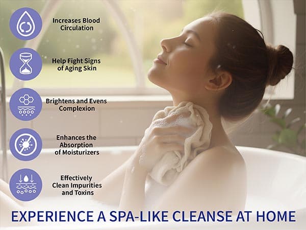 ARCH&M Exfoliating Washcloth Body Scrubber Back Scrubber for Shower Japanese Beauty Washcloth Bath Wash Cloth Korean Exfoliation Luffah Towel Net Sponge Loofah Body Scrub 3 Pack