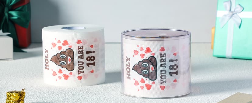 18th Birthday Gifts for Boys or Girls - Happy Prank Toilet Paper - 18th Birthday Decorations, Party Supplies Favors - Novelty Bday Present for Him, Her, Friends - 18 Years Old Funny Gag Gift for Guys