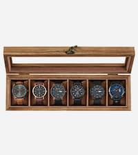 SONGMICS SONGMICS 12-Slot Watch Box, 2-Tier Watch Display Case with Large Glass Lid, Removable Watch Pillows, Velvet Lining, Jewelry Box, Gift Idea, Rustic Walnut UJOW012K01