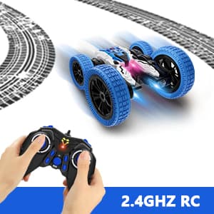 Remote Control Car, Double Sided RC Car, 4WD Off-Road Stunt Car with 360° Flips, 2.4Ghz Indoor Outdoor All Terrain Rechargeable Electric Toy Cars Gifts for Boys Kids 3 4 5 6 7 8 9 10 11 12 Year Old