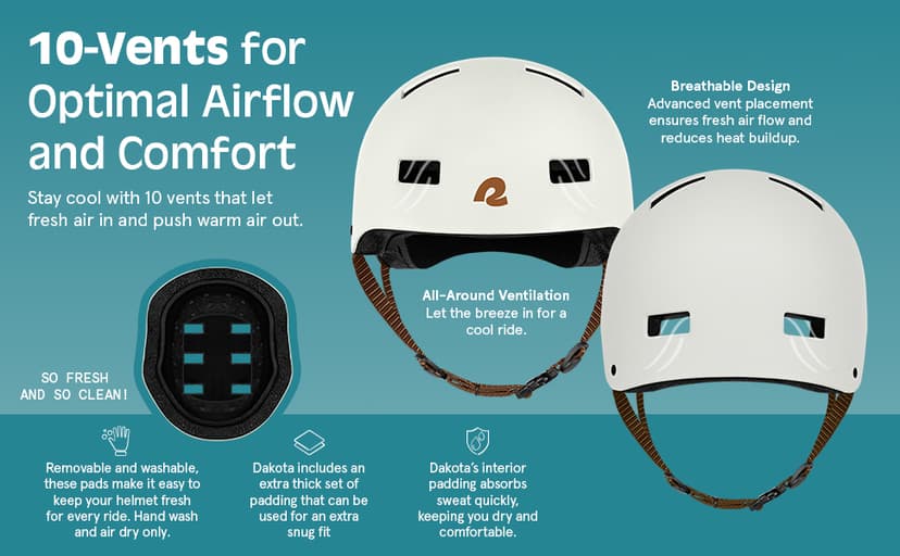 Retrospec Dakota Adult Bike Helmet for Men & Women - Multi-Sport Protection with ABS Shell, EPS Foam, 10 Vents & Removable Washable Padding for BMX, Skating, Scooter and Skate - Helmets for Adults