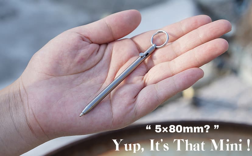 Mini Pen,Non-Toxic Titanium EDC Pen with Keychain, Compact and Stylish Small Pen(Only 82mm in Length and Comes with 2 Refill Cartridges)