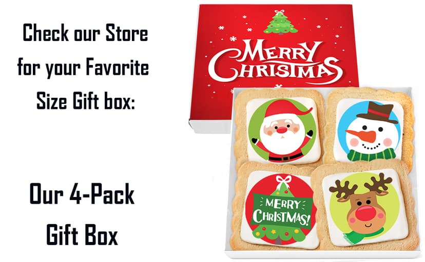 Christmas Cookies Gift Baskets Box for Men Women Kids | Holiday Cookie Treats decorated | Individually Wrapped Sugar | Nut Free | 4 Pack