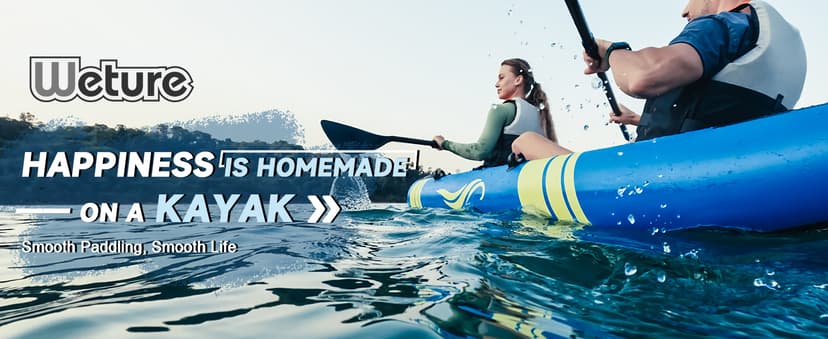 WETURE Inflatable Kayak 2 Person, Fishing Kayaks for Adults, 12.5FT 507 LBS Capacity, Portable Kayak with Luminous Strips, Adjustable Kayak Seat, 2 Paddles, 2 Tail Fins, Pump &Storage Bag