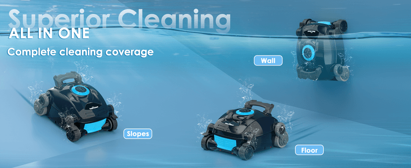 Cordless Robotic Pool Cleaner, Wall Climbing, Lightweight, Extended Battery Life, 8L Large Capacity, Advanced Dual-Motor, X1 Auto Pool Vacuum for Inground & Above Ground Pools Up to 1100 Sq.Ft, Blue