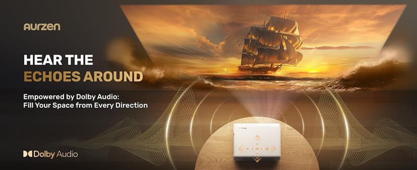 Aurzen EAZZE D1 Smart Projector with WiFi and Bluetooth, Netflix-Officially-Licensed, Auto Focus & Keystone, DoIby Audio, Zoom, Native 1080P Movie, Portable Outdoor Mini Projector, White