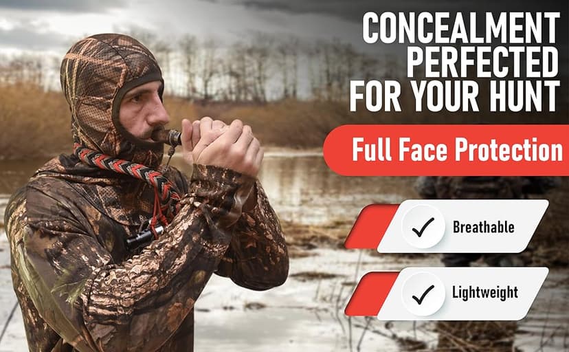 DecoyPro Hunting Face Mask Light Weight, Camo for Turkey, Bow, Deer, Duck, Goose, Coyote - Camouflage Gear for Men, Breathable Netting