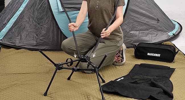 MARCHWAY Lightweight Folding High Back Camping Chair with Head Support, Stable Portable Compact for Outdoor Camp, Travel, Beach, Picnic, Festival, Hiking, Backpacking (Highback Khaki)