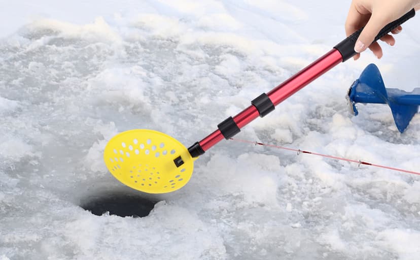 DECOHS Adjustable Ice Fishing Skimmer Scoop-Winter Ice Fishing Scooper with Long Handle-Ice Fishing Gear for Scooping out Ice While Fishing