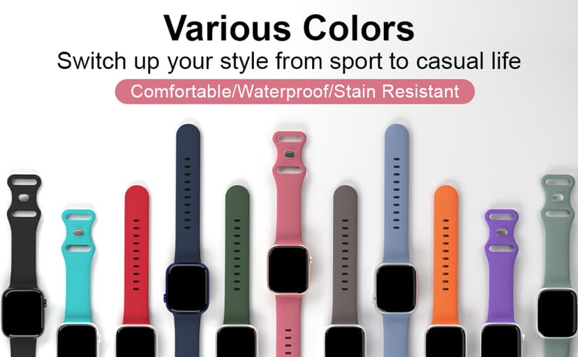 Sport Band Compatible with Apple Watch 38mm 40mm 41mm 42mm 44mm 45mm 46mm 49mm, Replacement Soft Silicone Strap Wristbands for iWatch Series 10/9/8/7/6/5/4/3/2/1 Ultra SE Women Men, Black