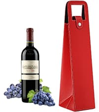 Wine Gift Bag, Reusable Leather Wine Tote Carrier, Single Bottle Champagne Beer Gift Bags Carrier for Birthday, Wedding, Picnic Party, Christmas Gifts (Red)