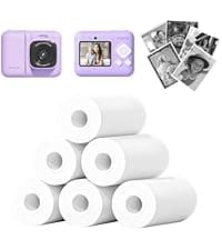 Kids Camera, 1080P Instant Digital Print Camera for Kids, Christmas Birthday Gifts for 4 5 6 7 8 9 10 Year Old Girls Boys, Portable Toy with 32GB SD Card & 3 Rolls Printing Paper, Purple