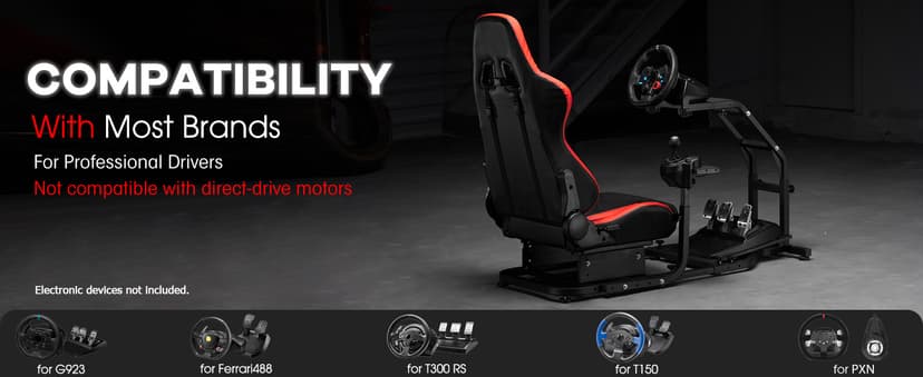 Dardoo G29 Adjustable Gaming Sim Cockpit With Red Seat Fit for Logitech G920 G923, for Thrustmaster T300 Racing Steering Wheel Stand, Not Including Steering Wheel Pedal and Handbrake