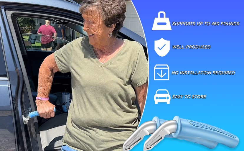 2 Pack Car Door Handle for Elderly Car Handle Assist Portable Vehicle Support Handle for Easy Sit to Stand Assistance Auto Cane for Seniors and Handicapped Supports Up to 450 Pounds