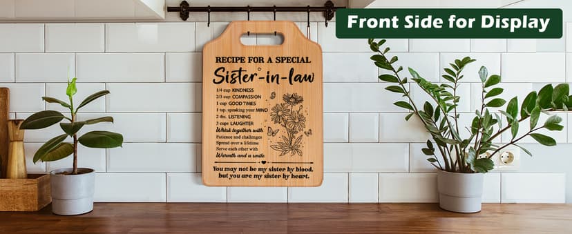 Gifts for Sister in Law, Sister In Law Birthday Gifts, Unique Recipe Cutting Board for Sister in Laws, Mothers Day, Christmas, Housewarming Gifts for Sister in Law Adult