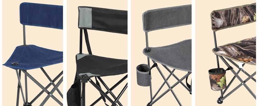 REDCAMP 2 Pack Tripod Hunting Chairs for Blinds, Folding Lightweight Portable Fishing Chair for Adults Hunting Stools with Backrest, Golf Chairs for Spectators, Camo