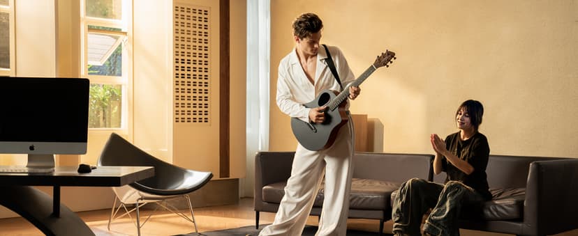 Donner Acoustic Guitar Kits for Beginners & Intermediate Learners - 38" Travel Guitar with Carbon Fiber Top, Wooden Back & Sides, Case, Strap, Steel-Strings, RISING-G1 (Gloss, Brown)