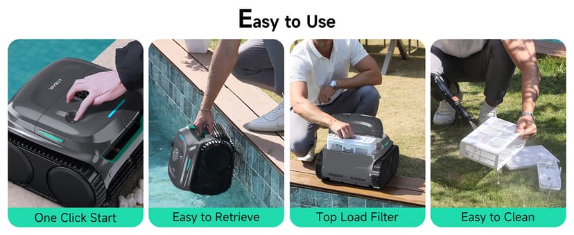 WYBOT C2 Cordless Robotic Pool Cleaner, Dual Filtration, Pool Vacumm Robot for Wall & Waterline Cleaning, Up to 180 Mins Runtime & Scheduling, Smart Navigation, for Inground/Above-Ground Pools