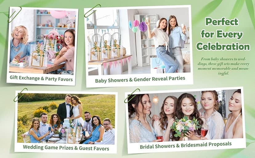 55Pcs Baby Shower Prizes for Game Winners 6 Sets Bamboo Cheese Board Spoon Fork Butter Spreaders Plaid Towel Thank You Card and Gift Bags for Baby Shower Wedding Bridal Shower Favors