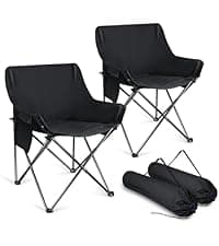 Joyfair Beach Camping Chair (2 Pack), Outdoor Folding Lawn Chair for Adult, Heavy Duty Portable Chair with Armrest for Outside Fishing, Sport, Cup Holder & Storage Pocket, Carry Bag (Blue, Classic)