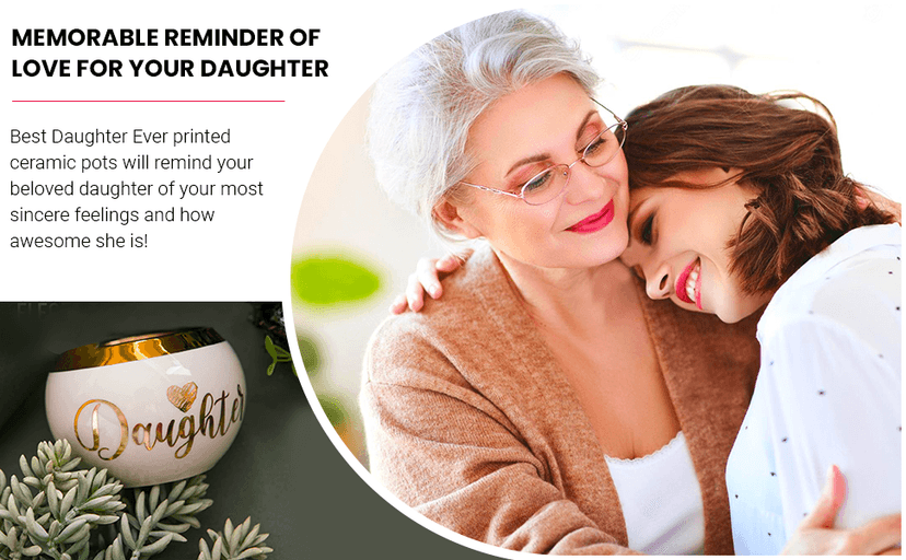 Daughter Gifts from Mom, Birthday Gift for Daughter, Mother Daughter Gifts, Happy Birthday Daughter, Best Daughter Ever Gift, Daughter In Law Gifts, Birthday Gifts for Daughter Adult, 3 Succulent Pots