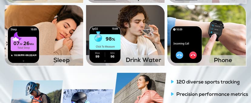 TRAUSI TRAUSI Smart Watches for Women Men, 1.83" HD Smartwatch with 110 Sports Modes, IP67 Waterproof, Bluetooth Call and Music Control;Heart Rate and Sleep Monitor (Black)