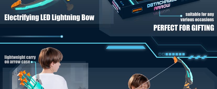 JOYIN Kids Bow and Arrow Set, LED Light Up Archery Toy Set with 9 Suction Cup Arrows, Target & Arrow Case, Indoor and Outdoor Hunting Play Gift Toys for Kids, Boys & Girls Ages 6-12