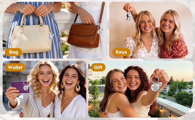 iJuqi Soul Sister Keychain Gift for Best Friends - Birthday and Christmas Gifts for Women
